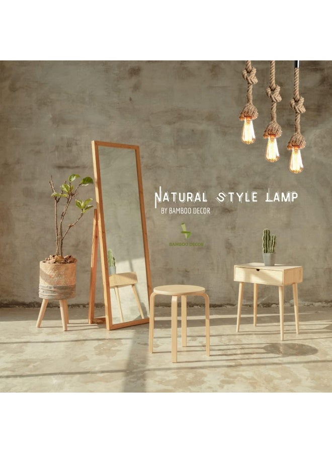AFN Vintage Rope Pendant Light Hanging Ceiling Lamp | Industrial Style Decorative Hanging Light for Living Room, Bedroom, Kitchen & Cafe | E27 Bulb Holder - Image 3